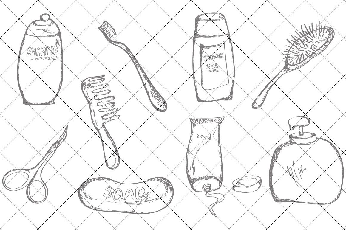Image of a jar, a brush, and a comb.