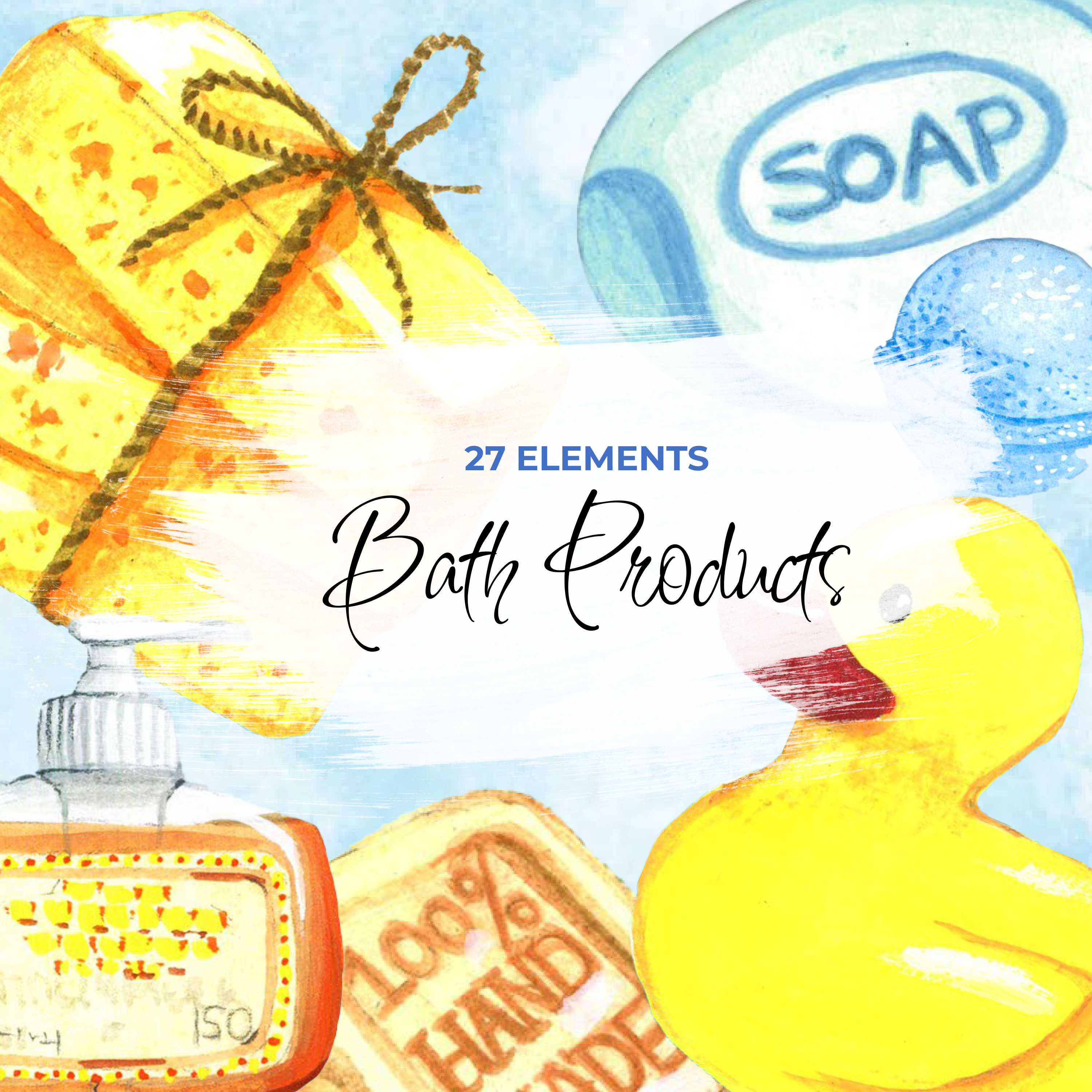 Prints of watercolor bath products clipart.