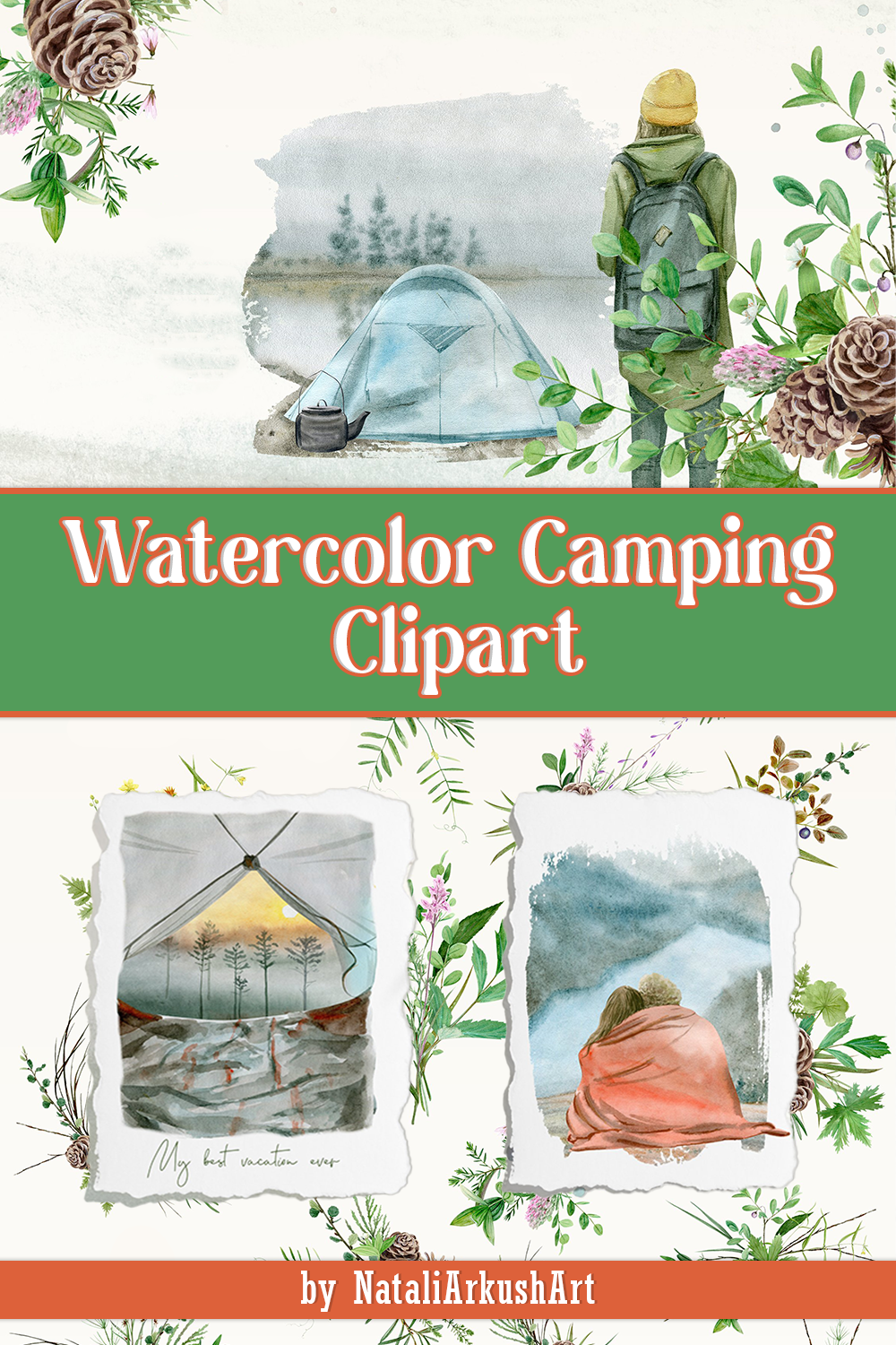Watercolor camping clipart of pinterest.