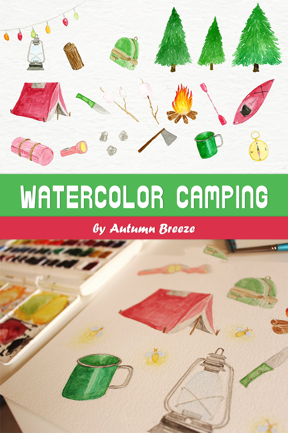 Watercolor camping of pinterest.