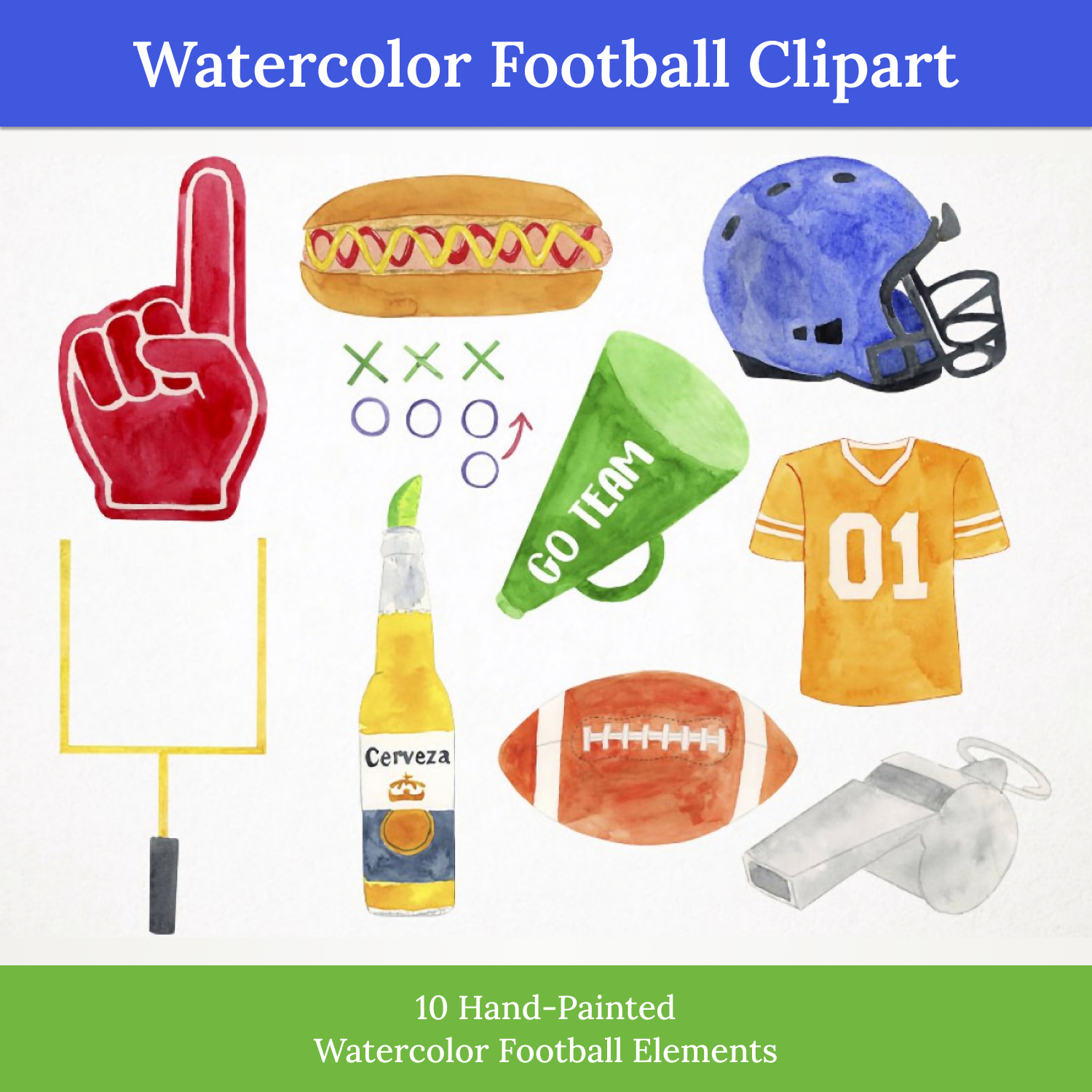 Prints of watercolor football clipart.