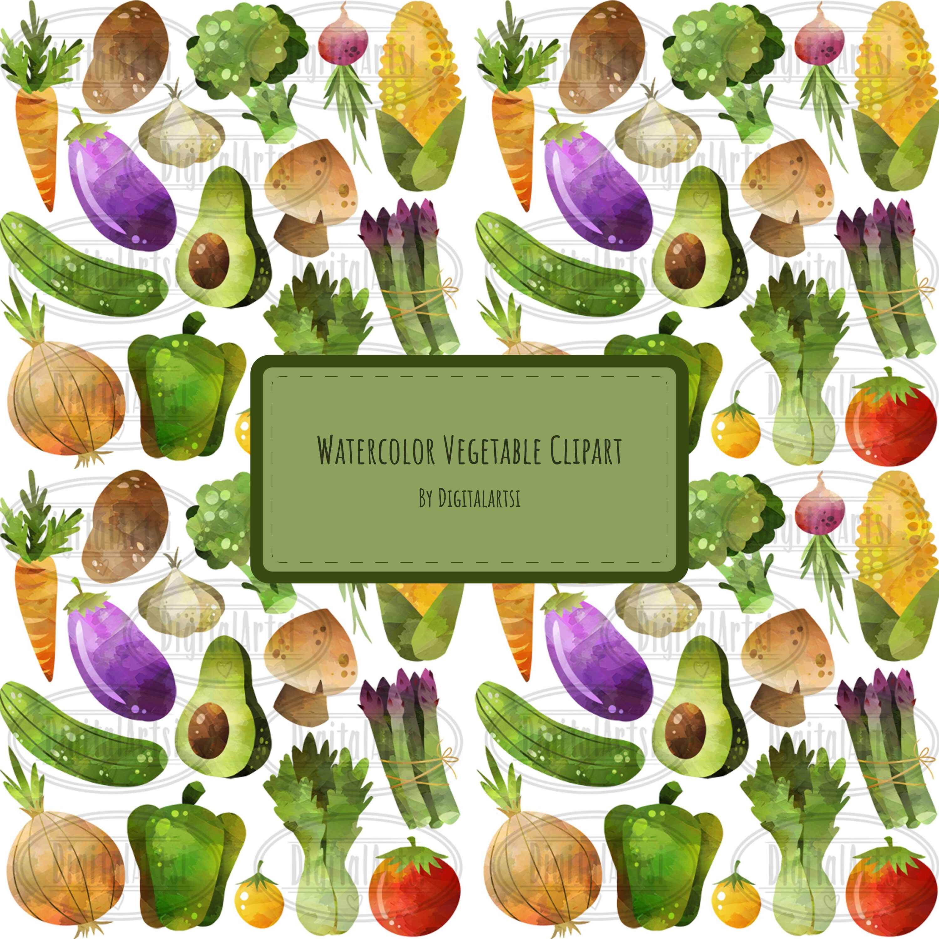 Prints of watercolor vegetable clipart.