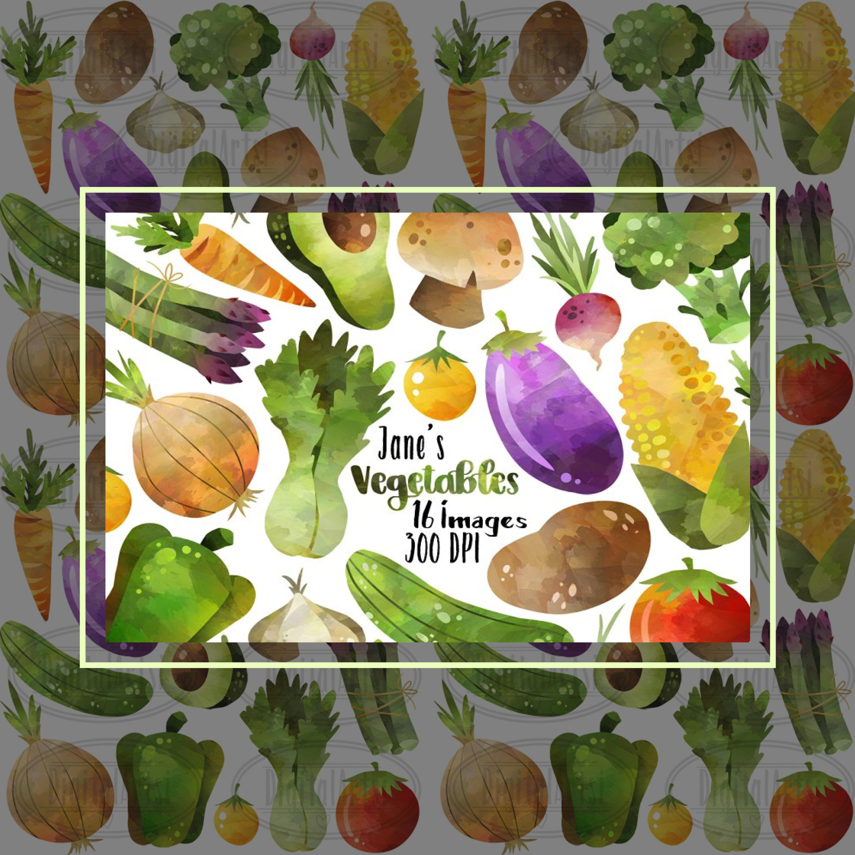 Preview watercolor vegetable clipart.