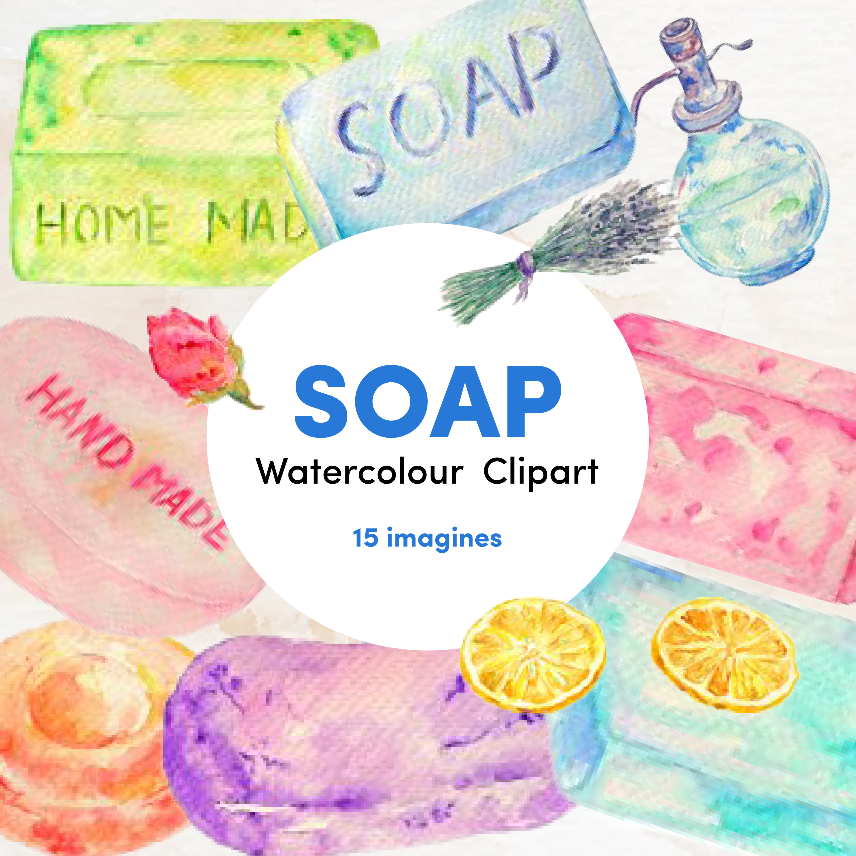 Prints of watercolour soap clipart.