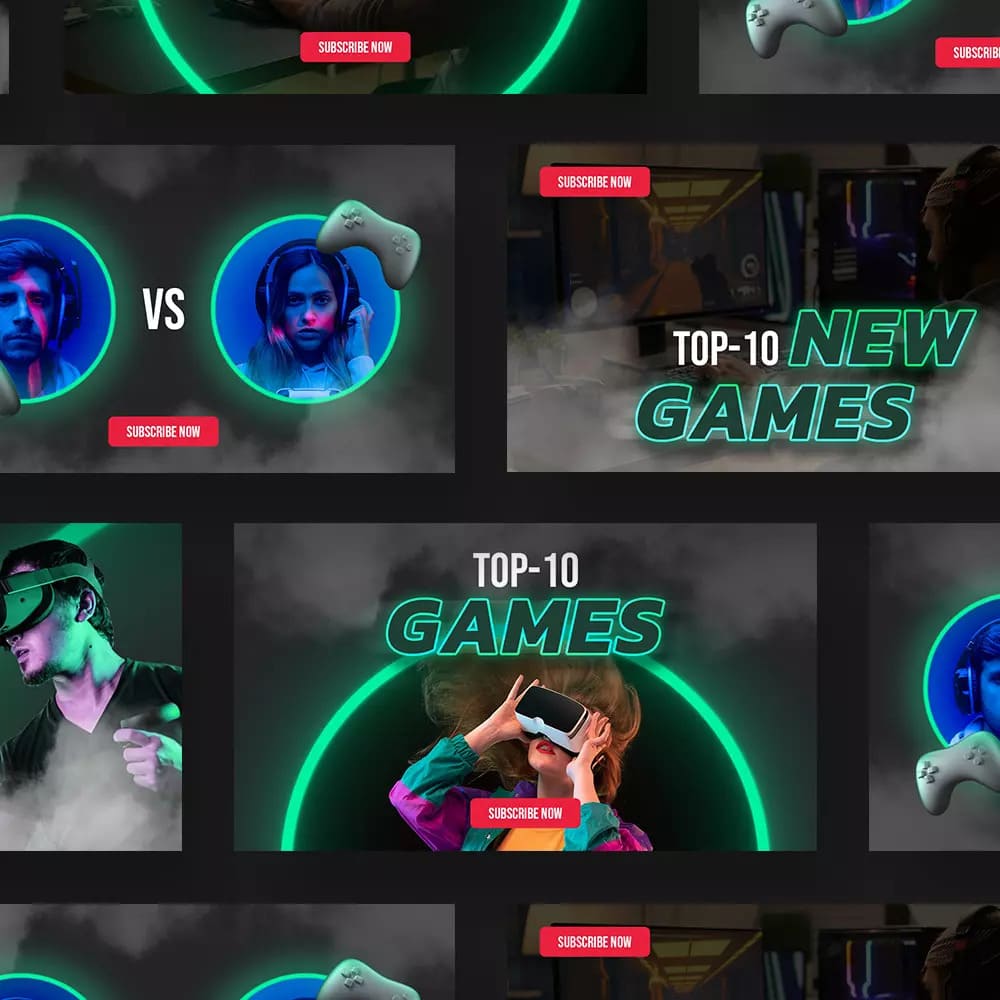 Youtube Gaming Thumbnail Templates Preview image.