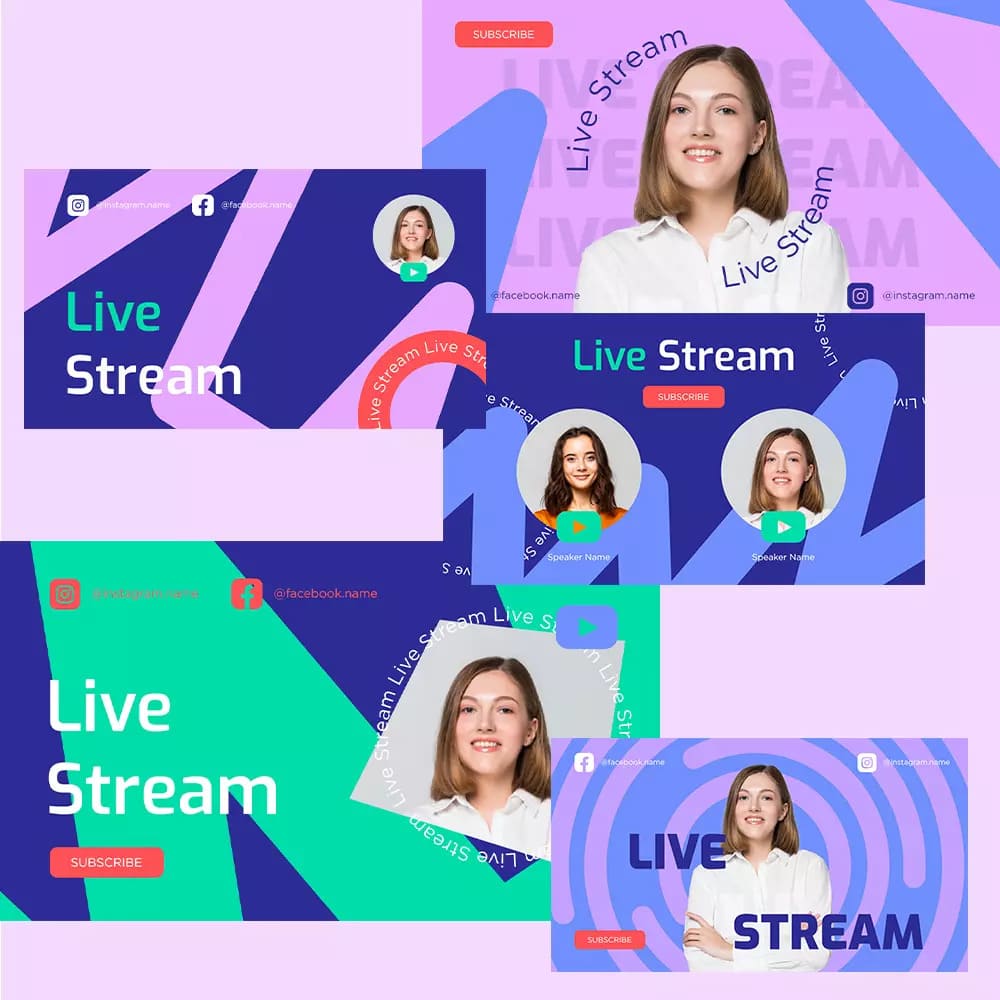 Youtube Live Stream Thumbnail Templates Preview image.