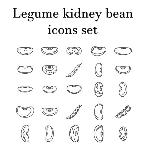 Preview legume kidney bean icons set.