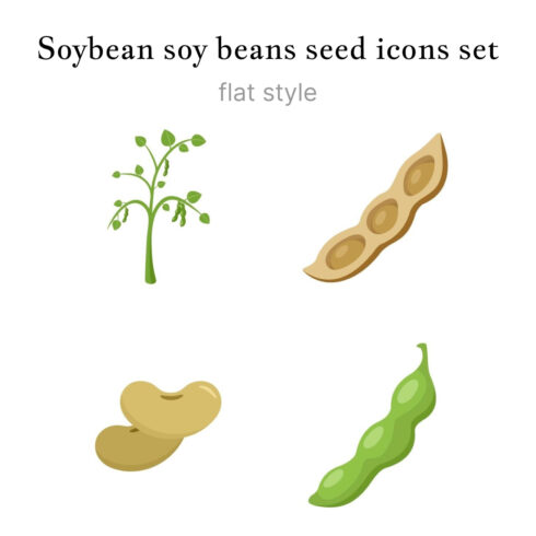Preview soybean soy beans seed icons set.