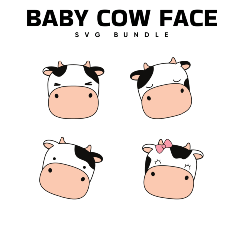 Baby cow face svg bundle.
