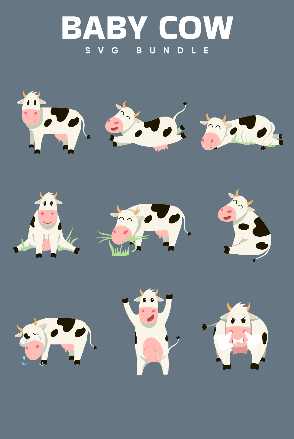 Baby cow svg bundle - animals characters.