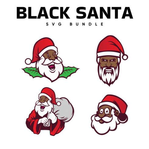 Black Santa Claus with a white fluffy beard.