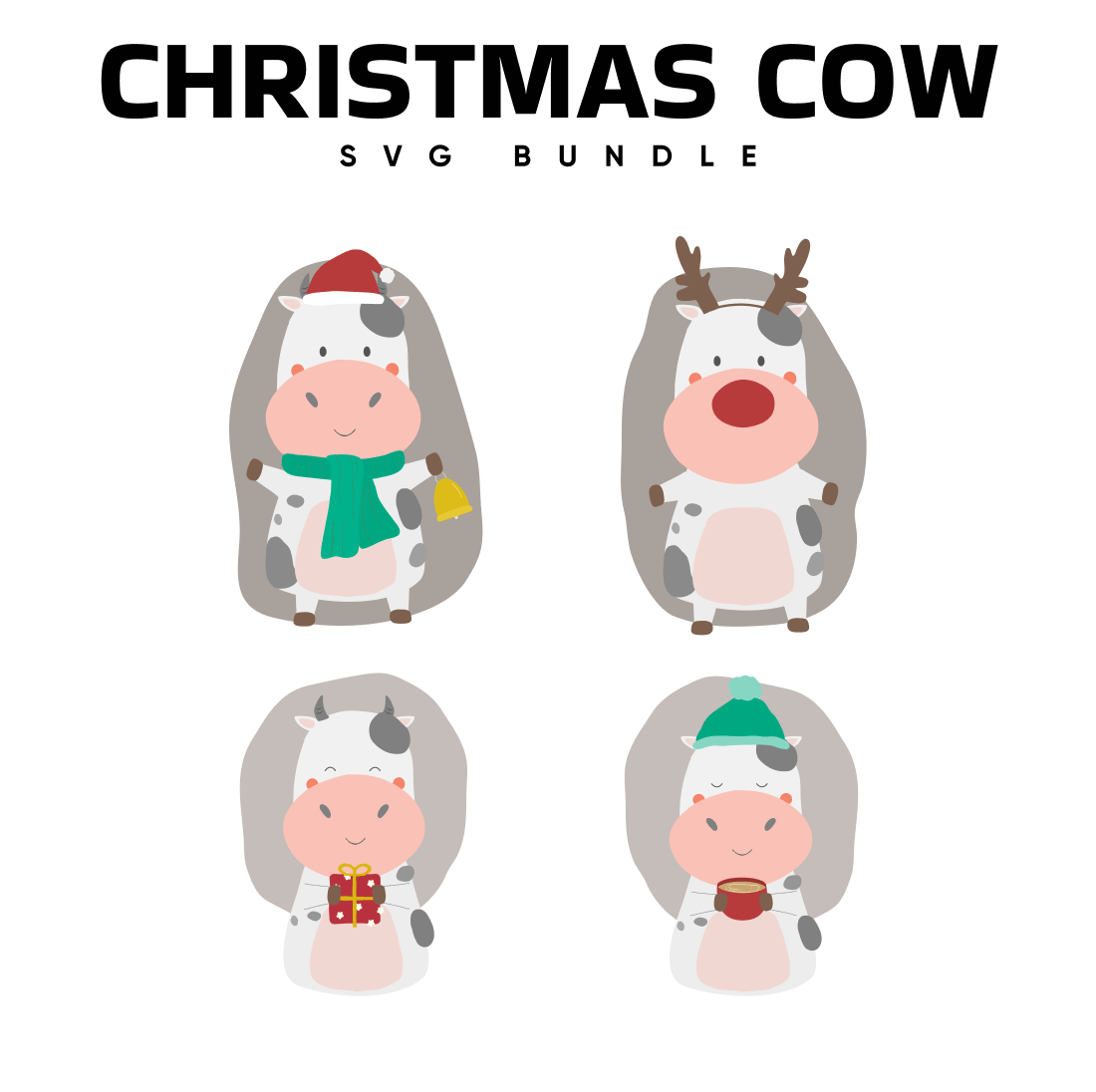 Christmas cow svg bundle.