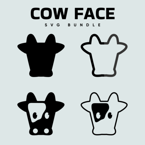 The cow face svg bundle is shown in black and white.