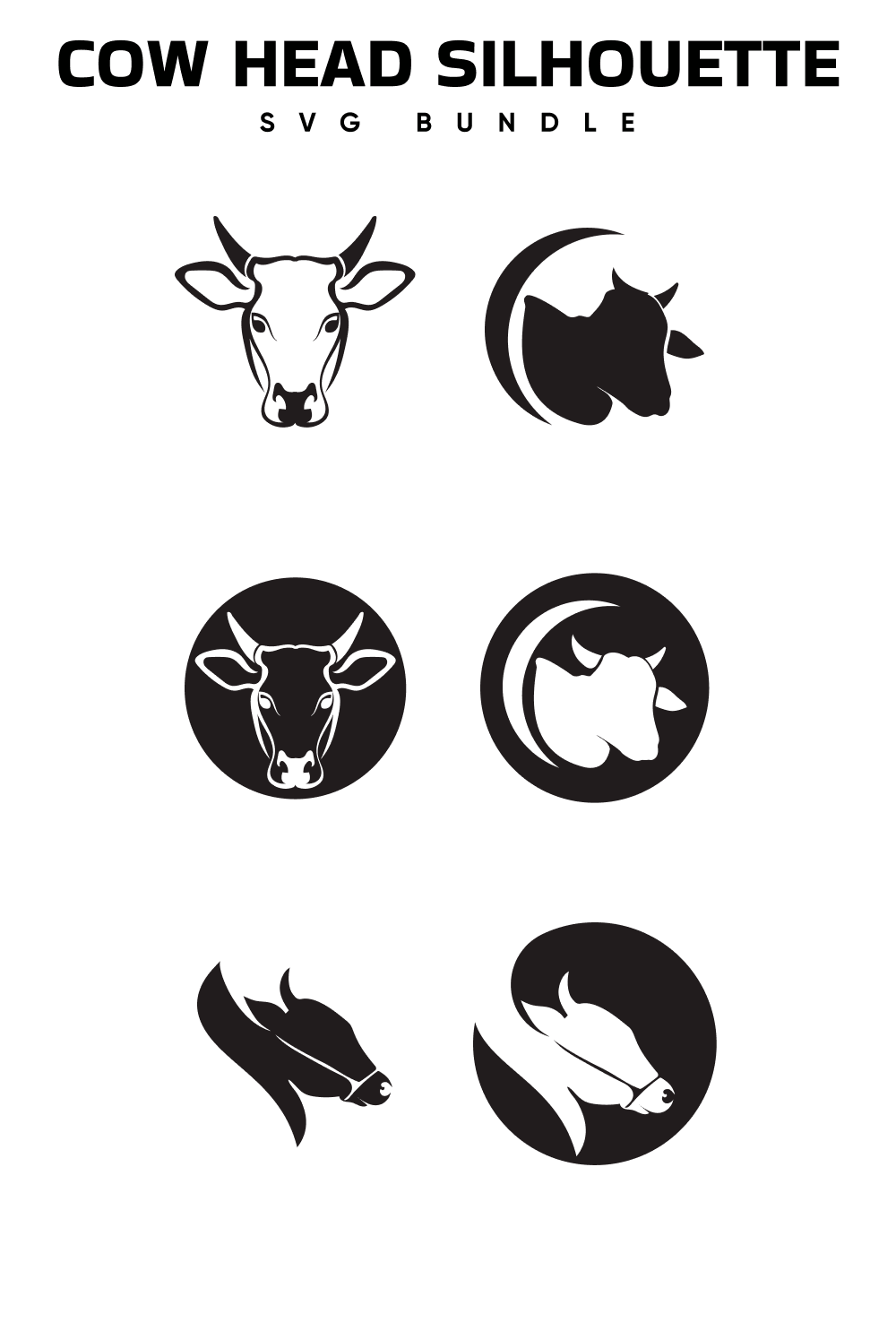 Black and white photo of a cow head silhouettes.