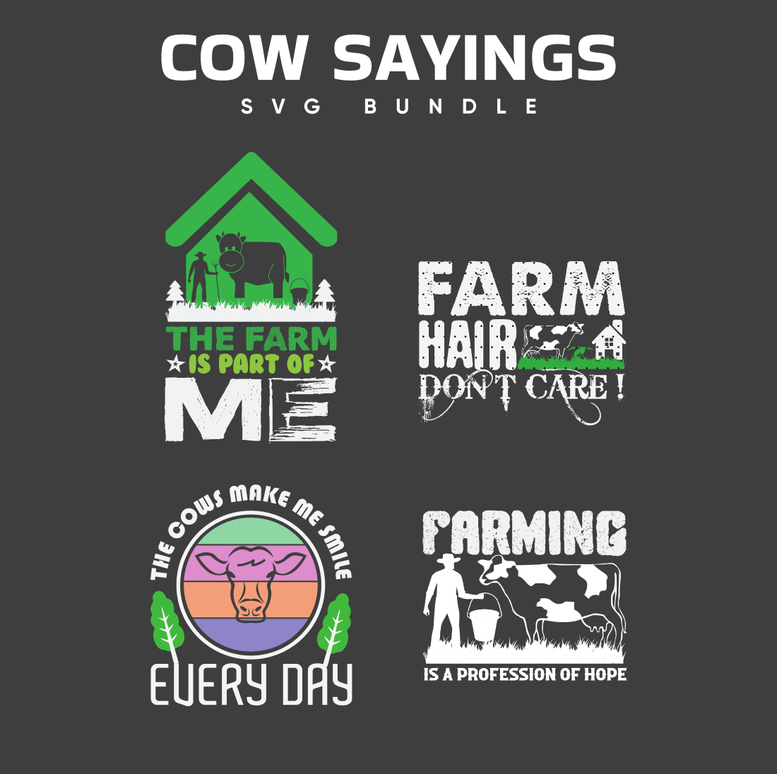 Set of four farm related stickers.