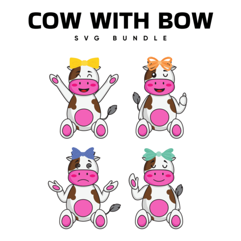 Cow with bow svg bundle.