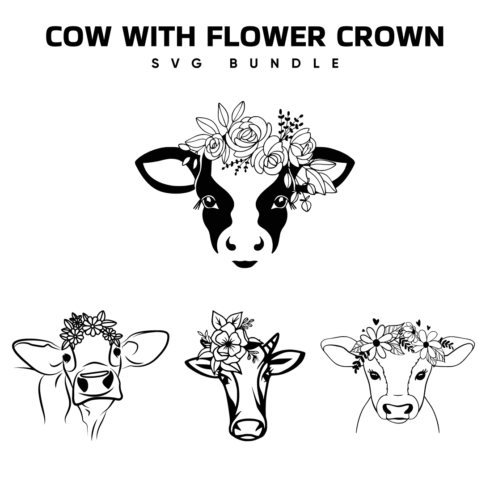 Cow with a flower crown on its head.