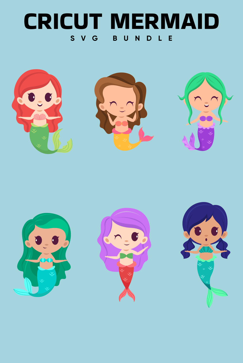 Cartoon mermaids with big heads.