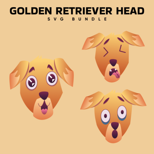 Golden retriever head with three different eyes.