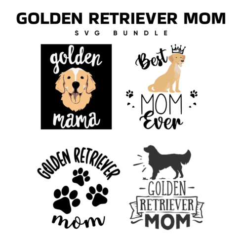 Mom is a golden retriever with a crown on her head.