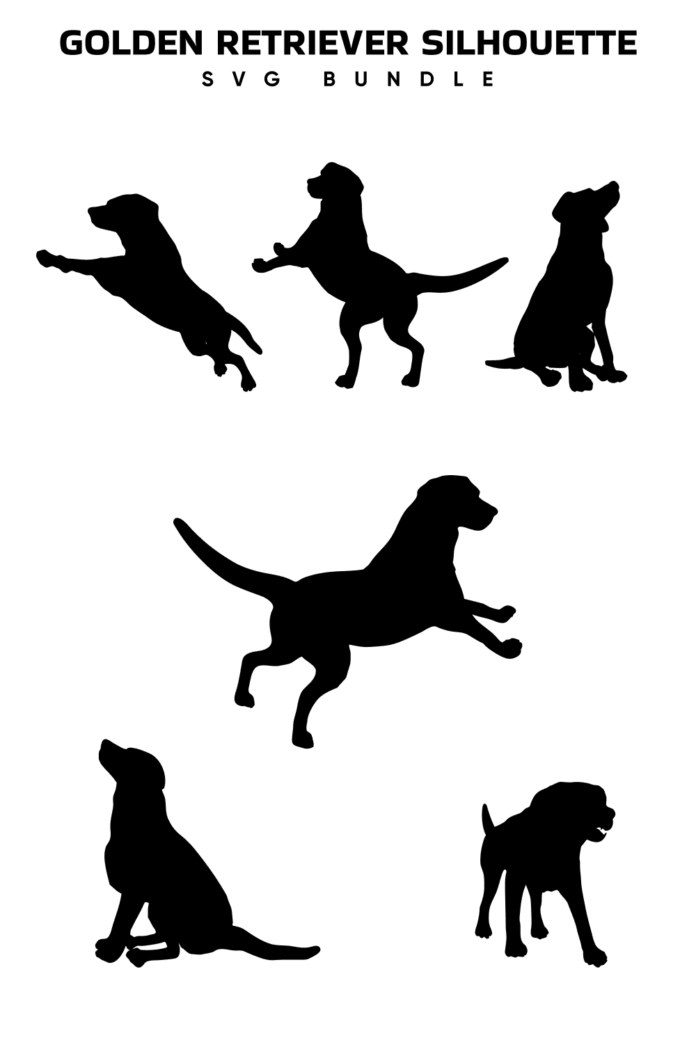 Black and white silhouette of a dog.