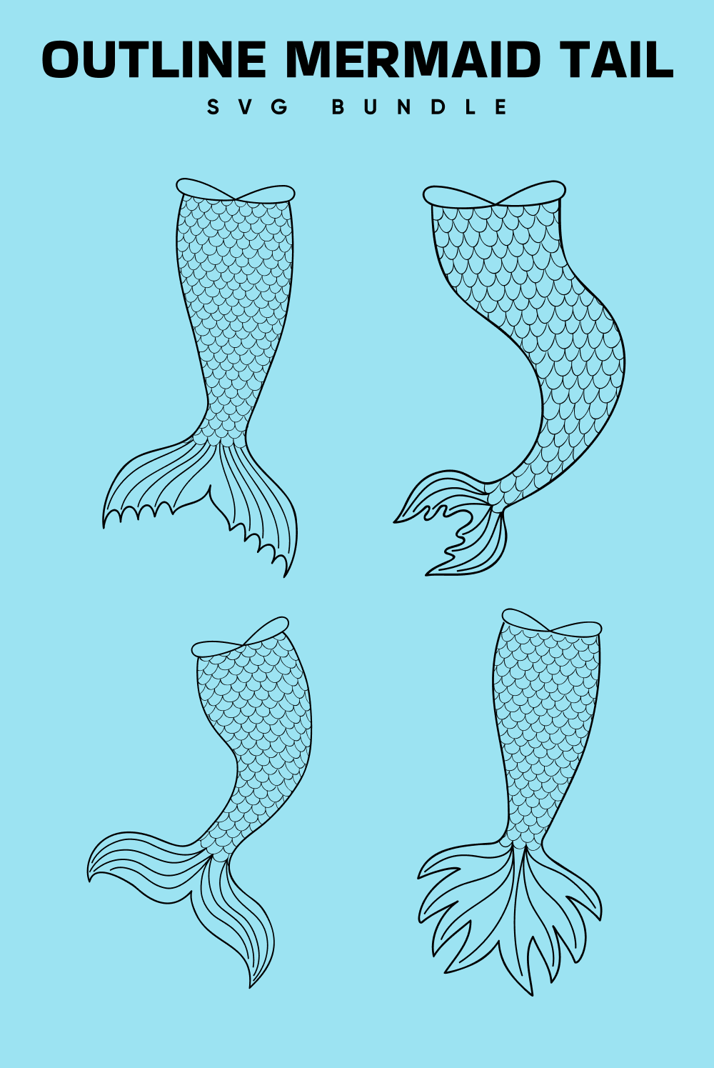 Outline of a mermaid's tail with drawn scales.