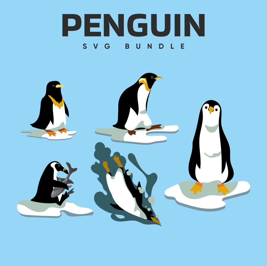 01. penguin svg bundle cover image.