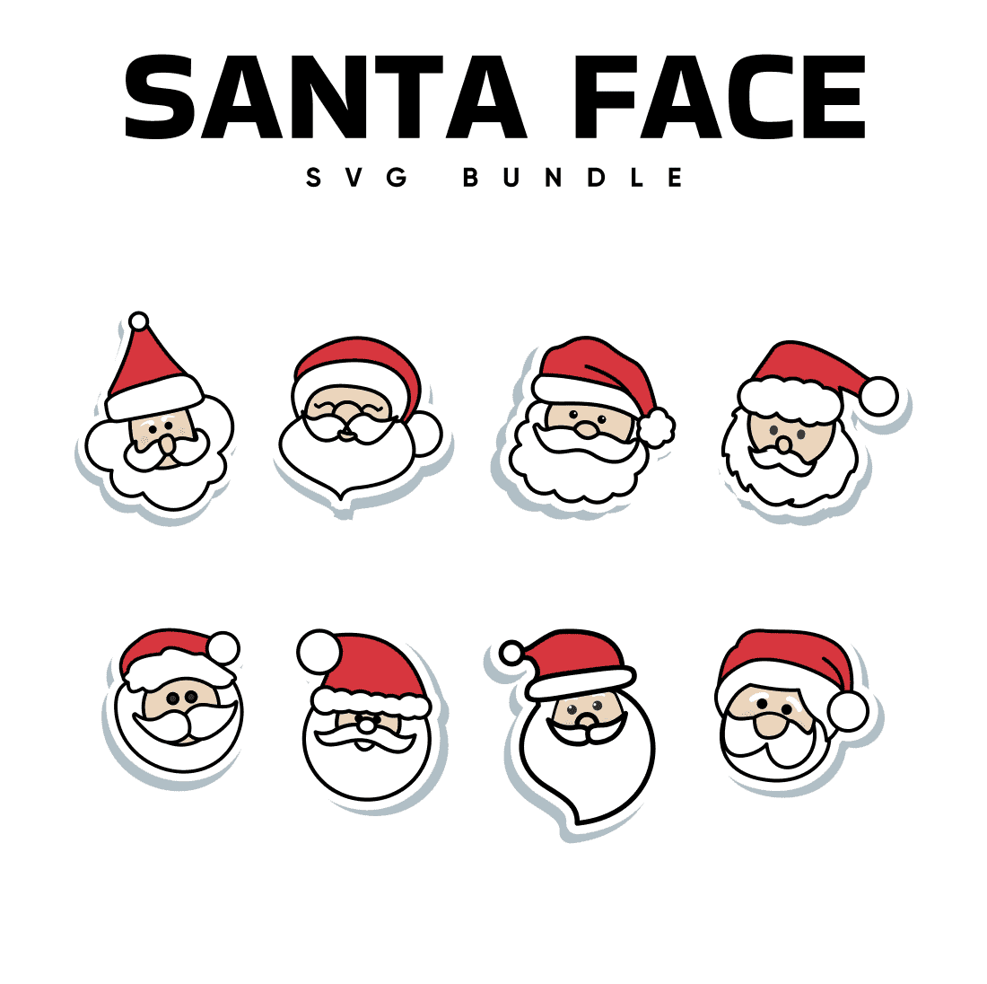 SVG Santa face with red hats.
