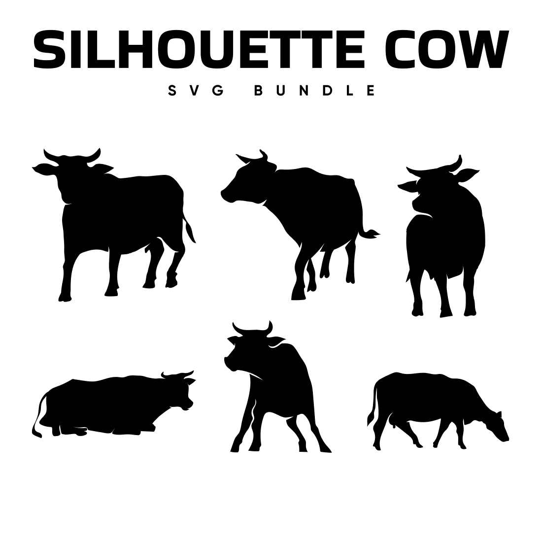 Silhouette cow svg bundle.