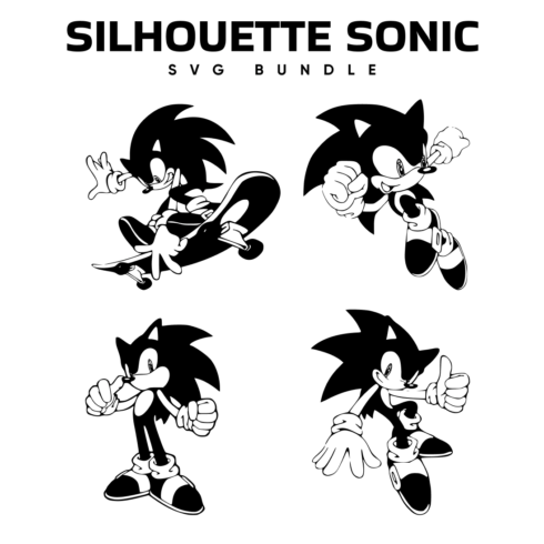 4 Silhouette Sonic SVG Files.