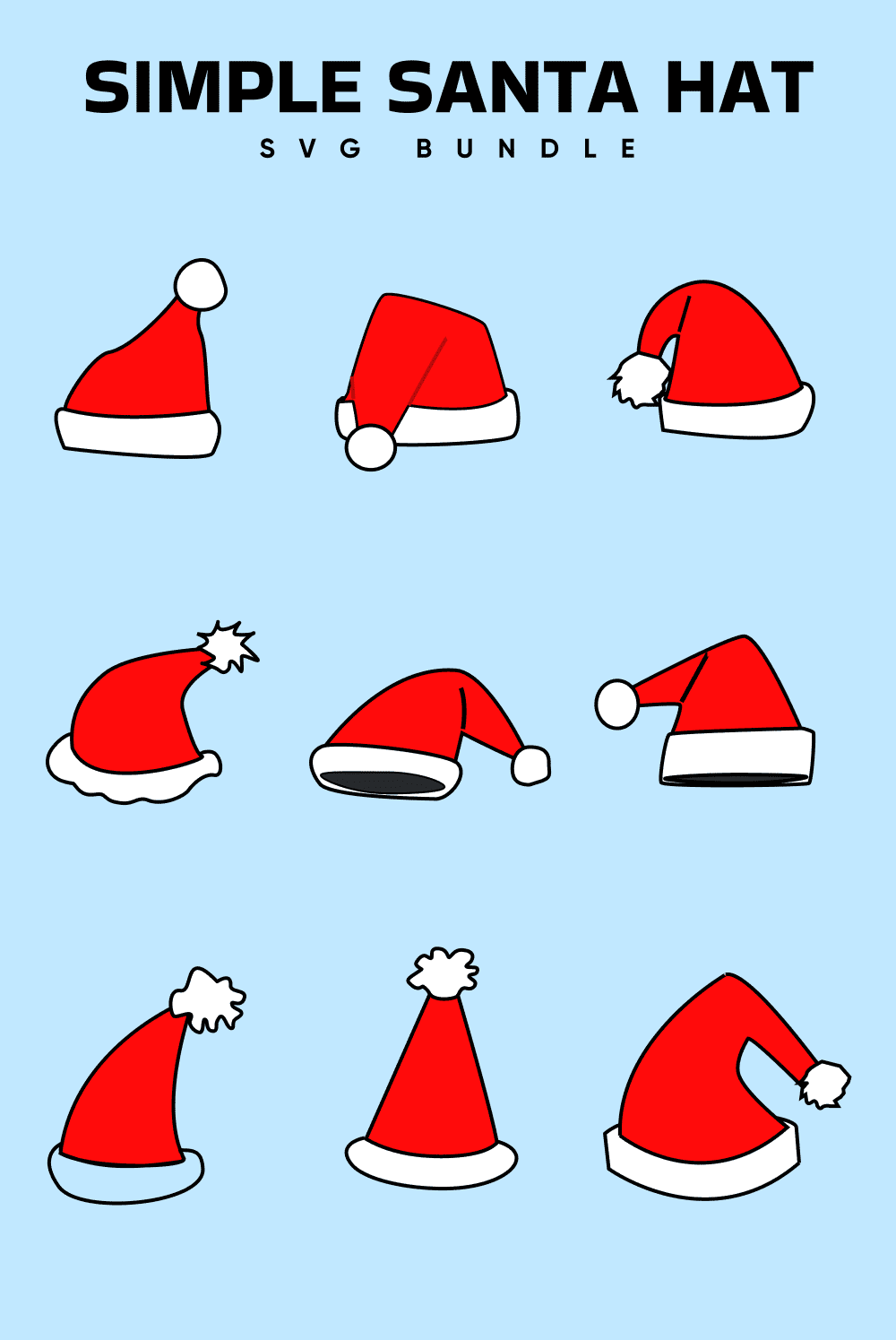 Simple Santa hat SVG bundle.