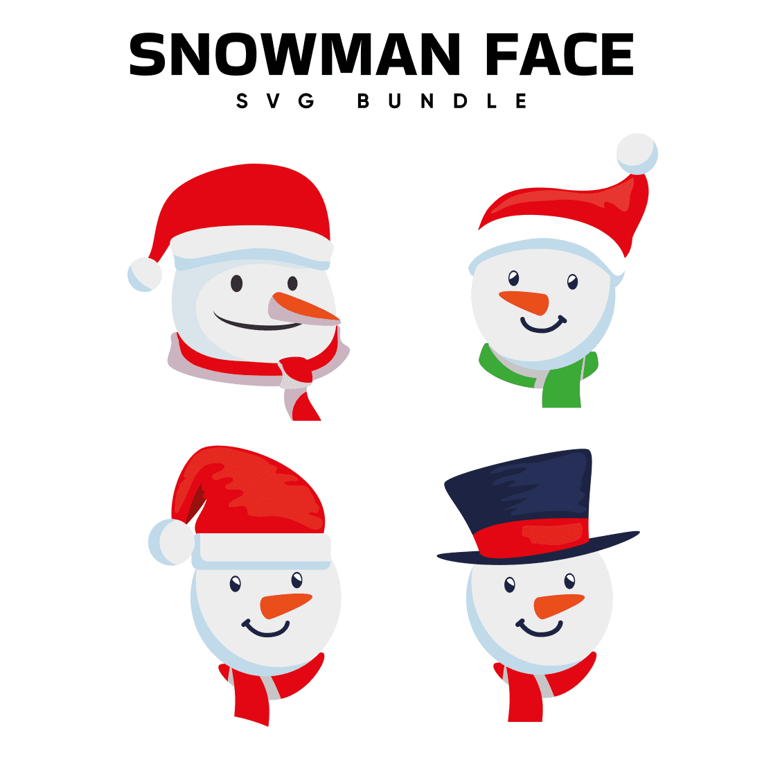 Image of snowmen in bright clothes.