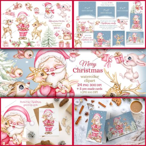 Christmas clipart cute santa clause, first picture 1500x1500.