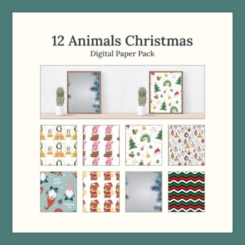 Christmas characters on 12 patterns.