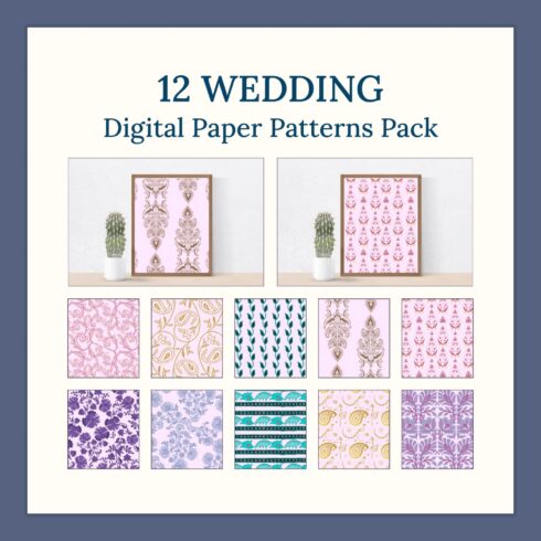 12 Wedding Digital Paper Patterns Pack.
