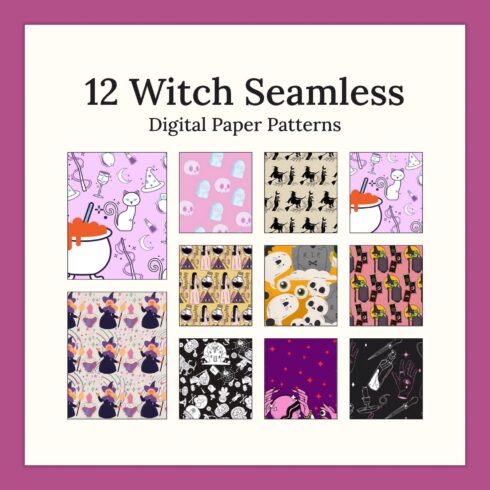 12 witches pattern with pink and purple color.