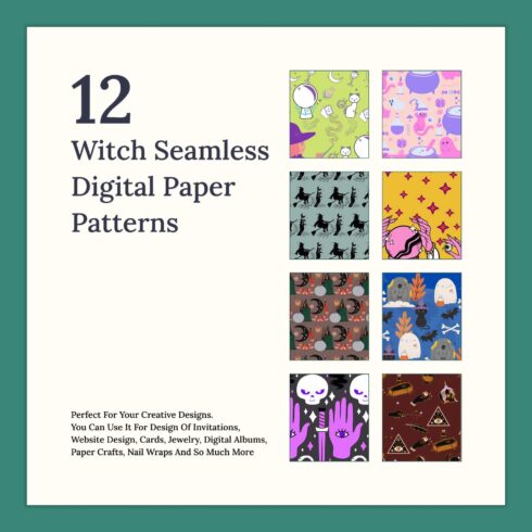 12 Witch Seamless Digital Paper Patterns.