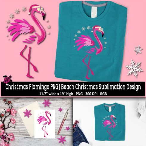 Christmas flamingo PNG beach christmas sublimation, first picture 1500x1500.