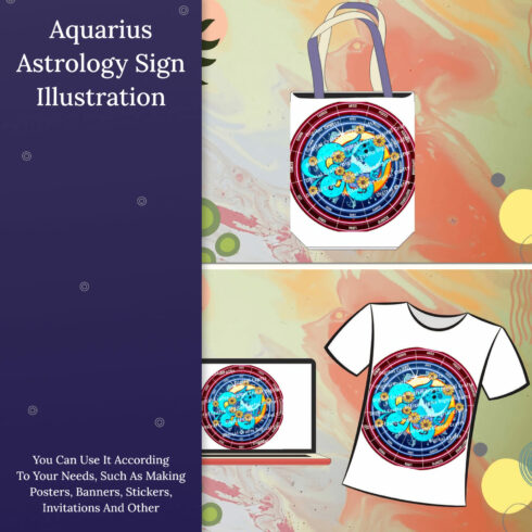 Aquarius Astrology Sign Illustration, KDP.