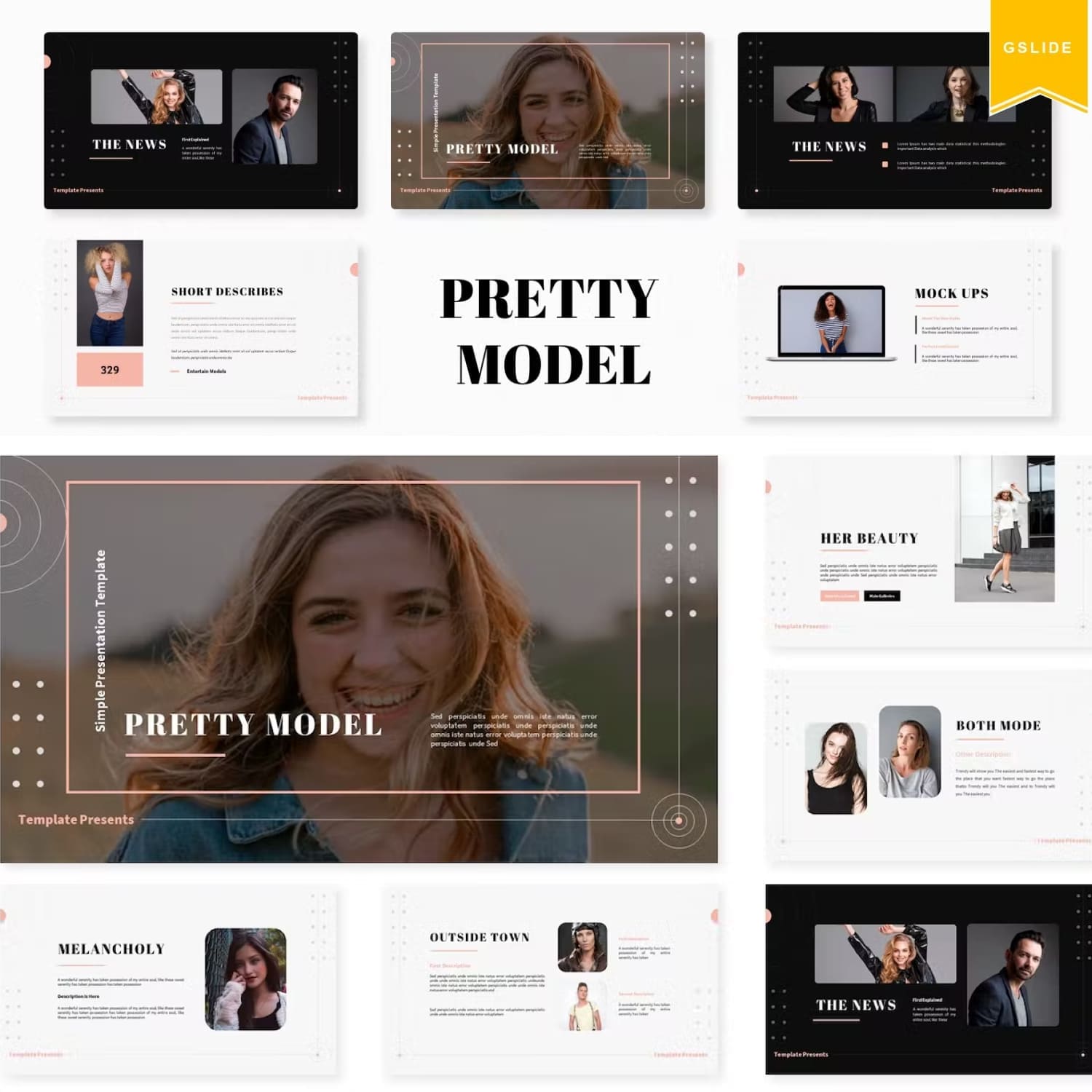 Beautiful model google slides template, first picture 1500x1500.