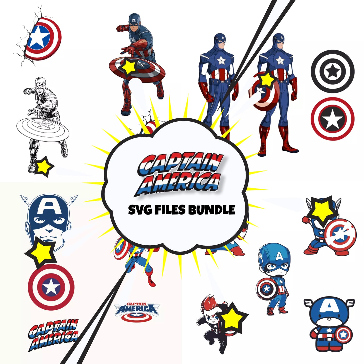 Captain america SVG files bundle, first picture 1500x1500.