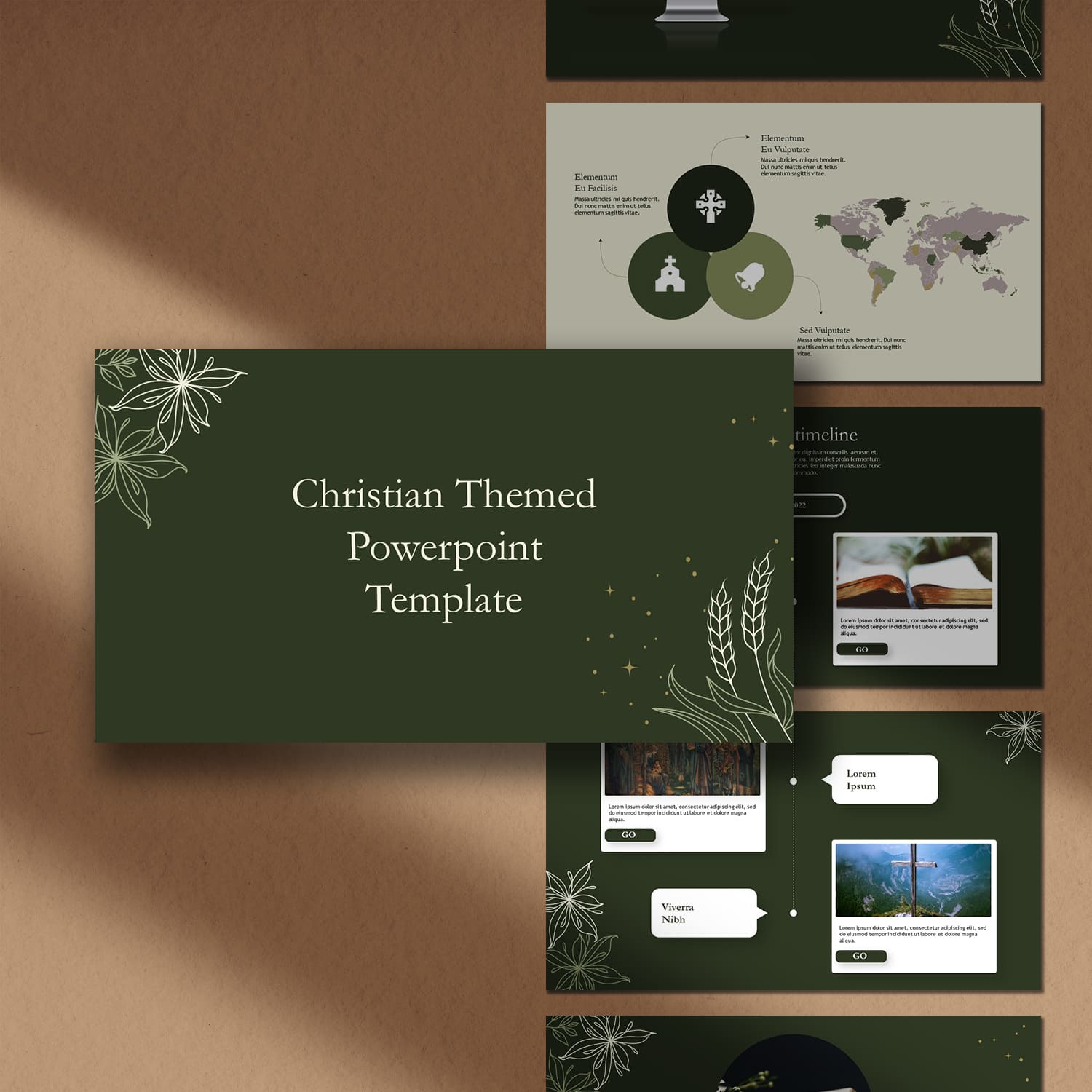 Five Slides of Christian themed powerpoint template.