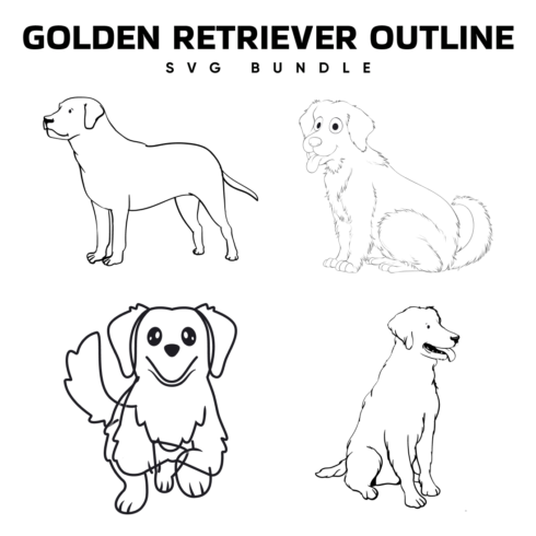 The golden retriever outline is shown in black and white.