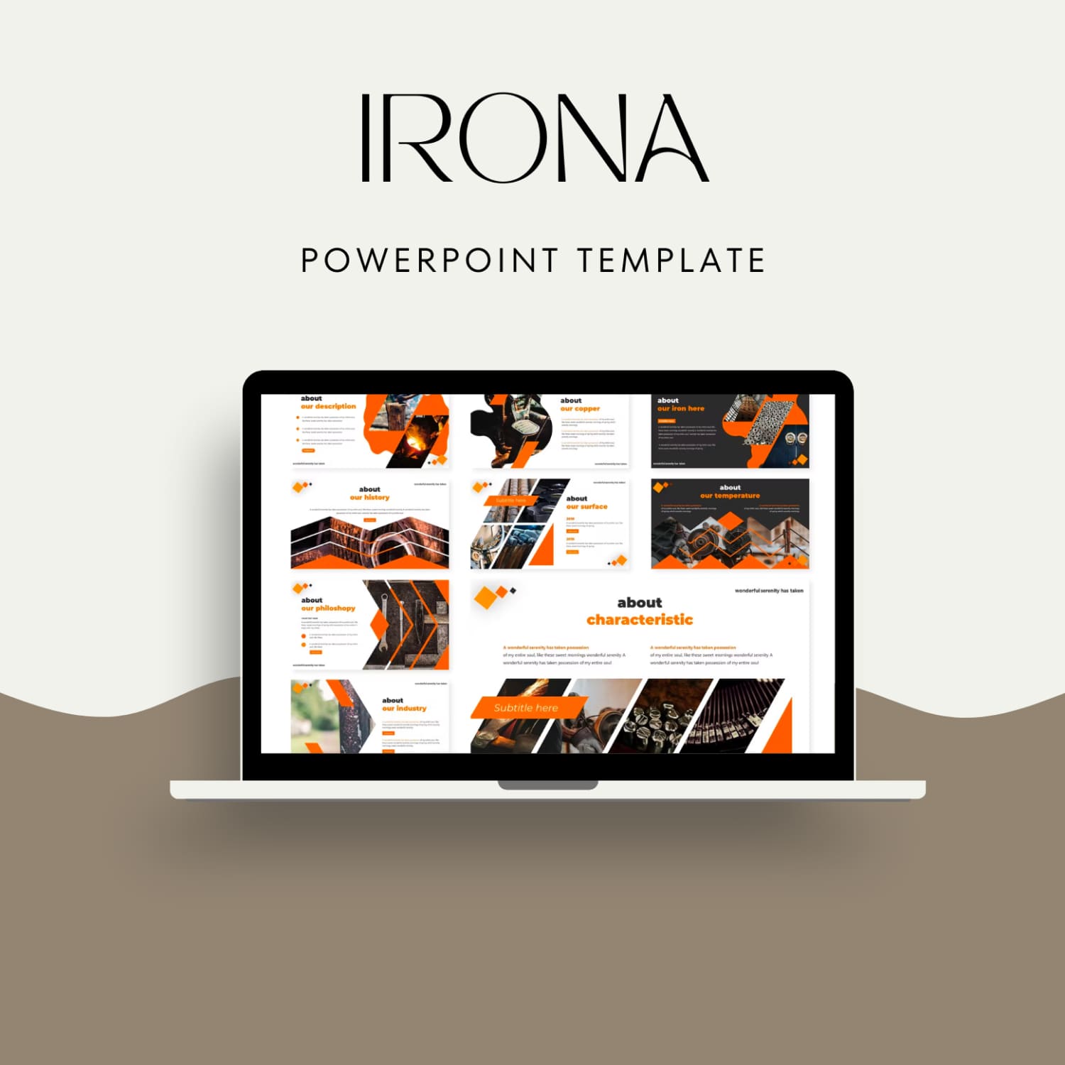 Screenshot Irona powerpoint template on Ultrabook.