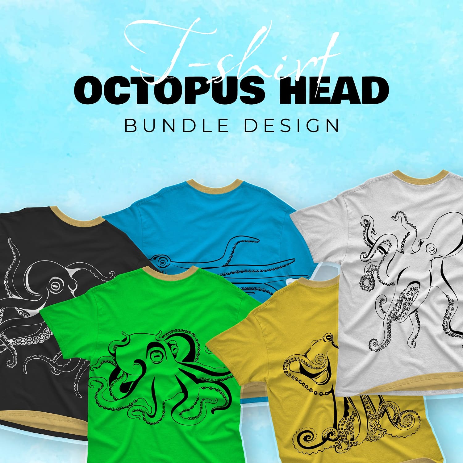 Octopus head t shirt designs bundle.