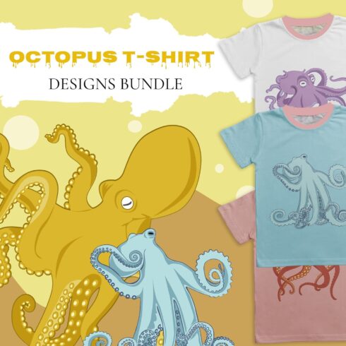 A set of t-shirts with the image of an octopus on the title picture.