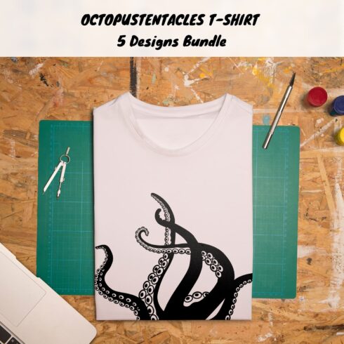 T-shirt with black and white octopus tentacles.