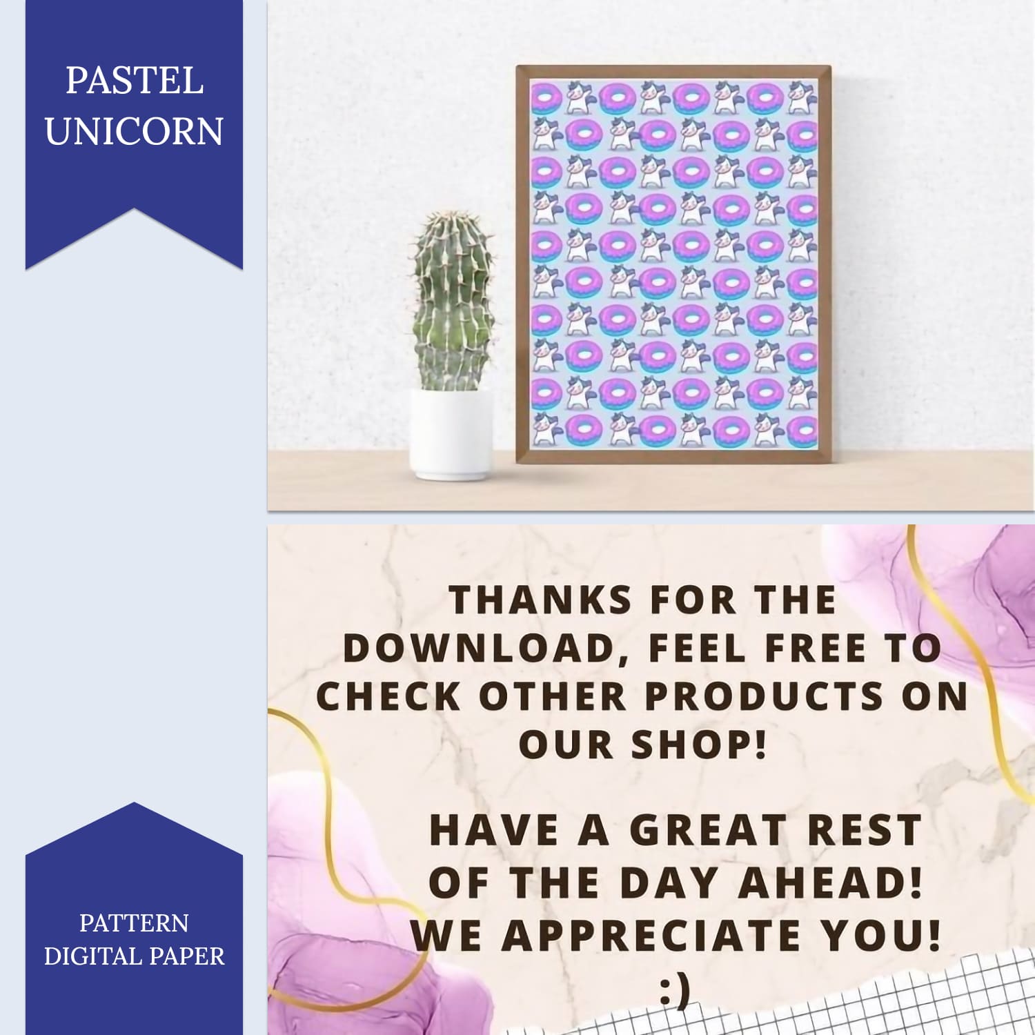 Pastel Unicorn Pattern Digital Paper.