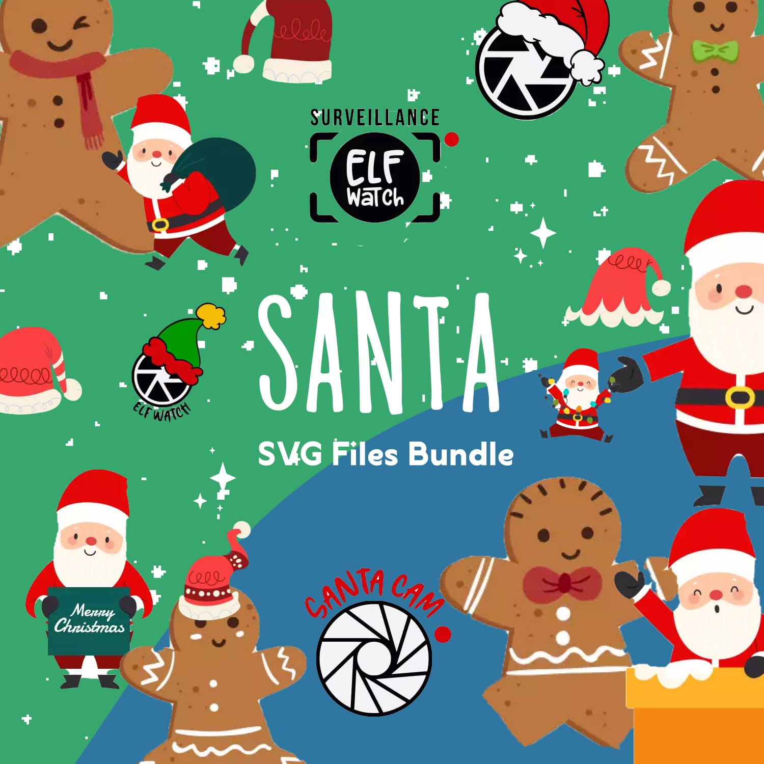 Santa SVG files bundle, first picture 1500x1500.