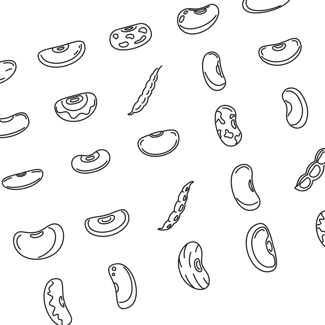 Prints of legume kidney bean icons set.